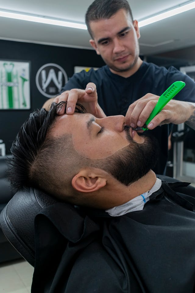man getting razor shave
